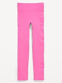 View large product image 4 of 5. Fitted High-Waisted 7/8-Length Seamless Performance Leggings for Girls
