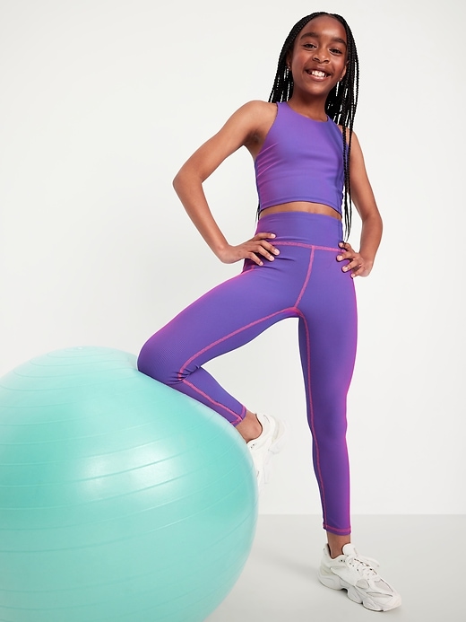 View large product image 1 of 6. High-Waisted PowerSoft Ribbed Performance 7/8 Leggings for Girls