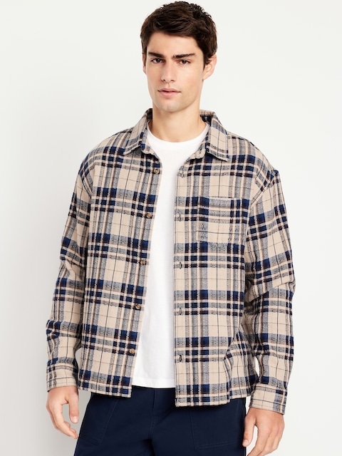 Loose Fit Plaid Pocket Shirt