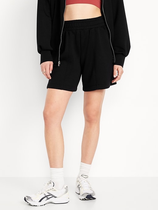 Image number 1 showing, High-Waisted Bounce Fleece Shorts -- 8-inch inseam
