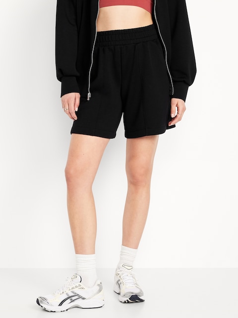 High-Waisted Bounce Fleece Shorts -- 8-inch inseam