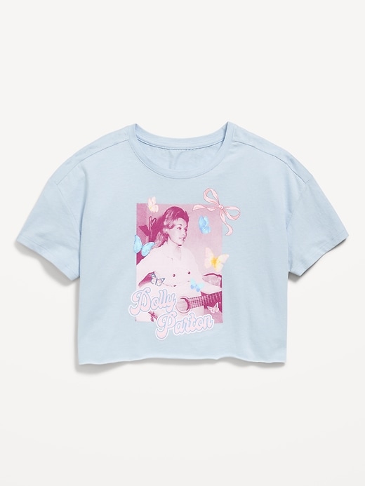 View large product image 2 of 3. Dolly Parton™ Oversized Cropped Graphic T-Shirt for Girls