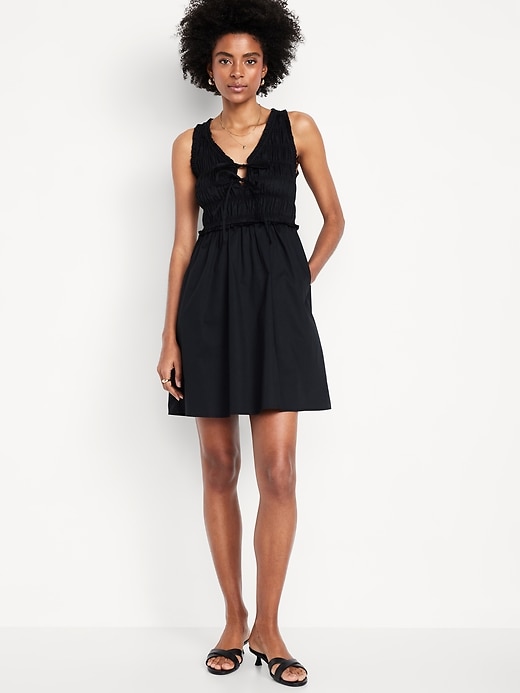 Image number 1 showing, Fit & Flare Smocked Bodice Mini Dress