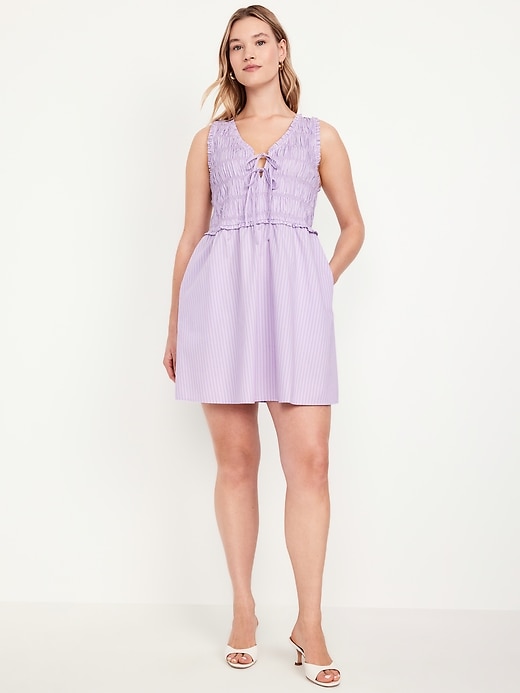 Image number 4 showing, Fit & Flare Smocked Bodice Mini Dress