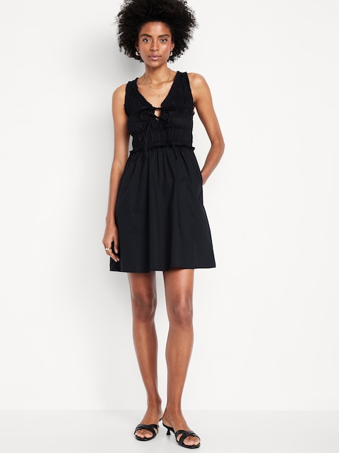 Fit & Flare Smocked Bodice Mini Dress