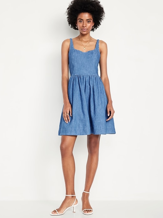 Image number 1 showing, Fit & Flare Jean Mini Dress