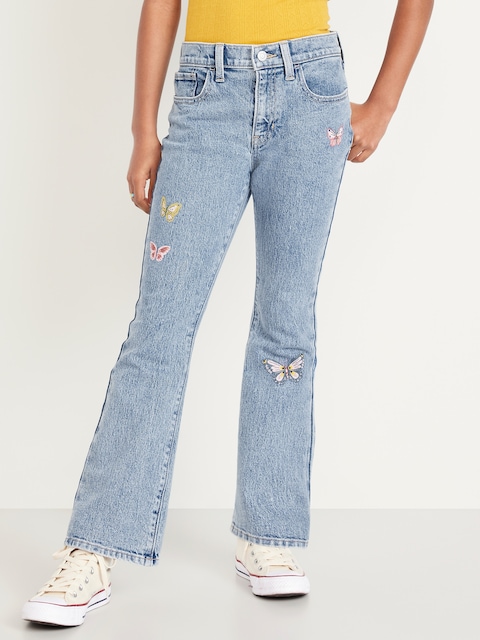 High-Waisted Embroidered Flare-Leg Jeans for Girls
