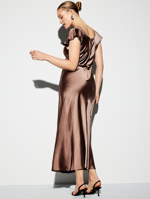 Image number 7 showing, The Occasion by Old Navy Flutter-Sleeve Keyhole Satin Maxi Dress