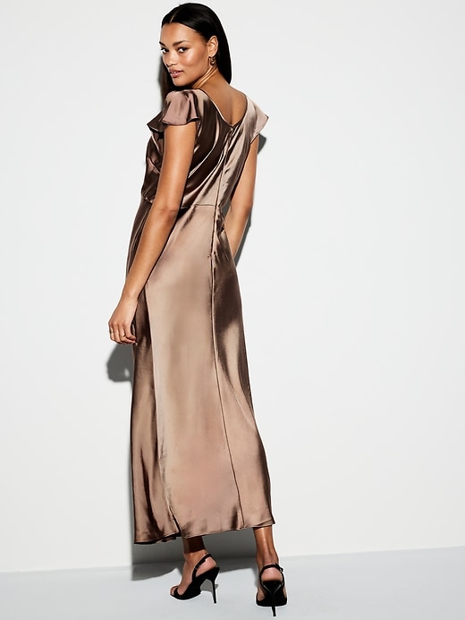 Image number 2 showing, The Occasion by Old Navy Flutter-Sleeve Keyhole Satin Maxi Dress