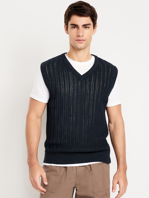 Open-Stitch Sweater Vest