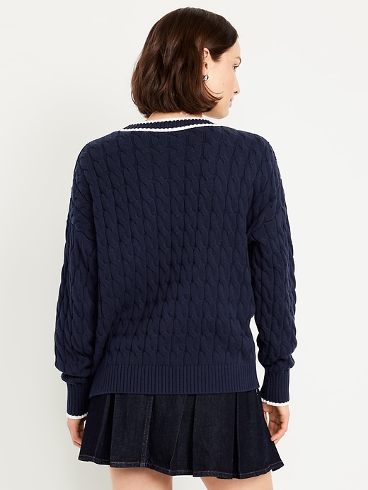 Image number 2 showing, Slouchy Cable-Knit Cardigan Sweater