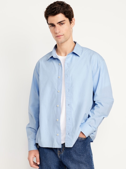 Oversized Cropped Poplin Shirt