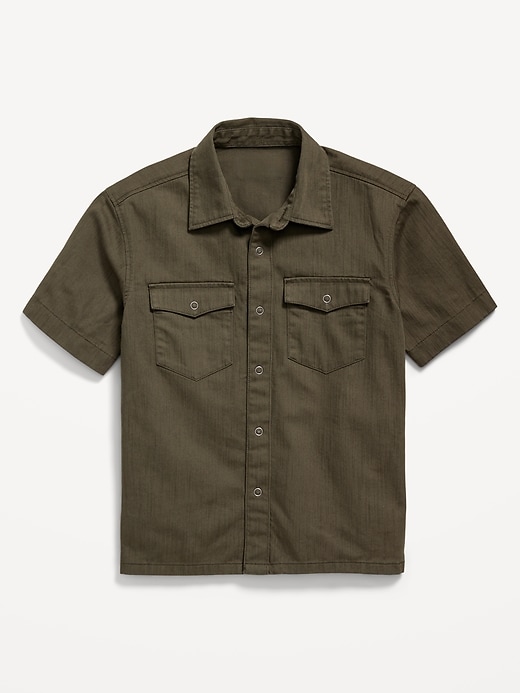View large product image 2 of 3. Short-Sleeve Western Pocket Shirt for Boys