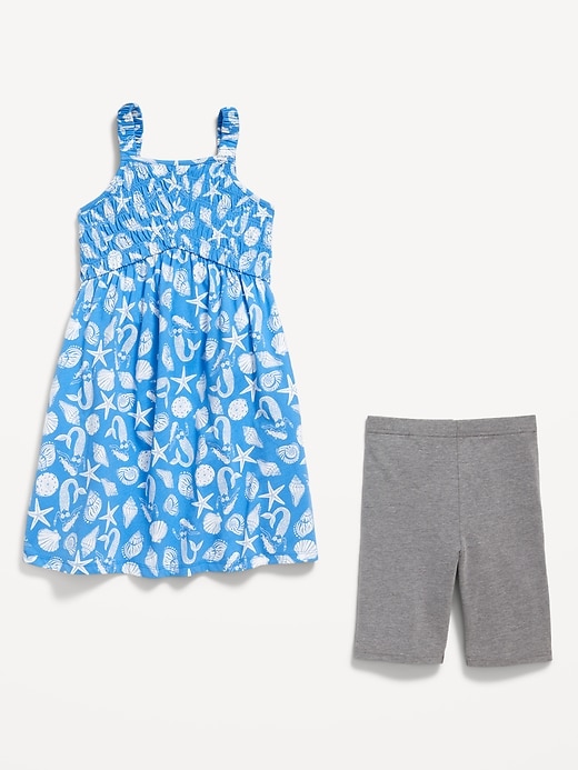 View large product image 2 of 2. Sleeveless Fit and Flare Dress and Biker Shorts Set for Girls
