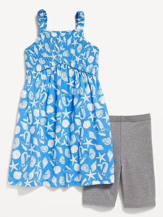 View large product image 1 of 2. Sleeveless Fit and Flare Dress and Biker Shorts Set for Girls