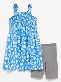 Image number 1 showing, Sleeveless Fit and Flare Dress and Biker Shorts Set for Girls