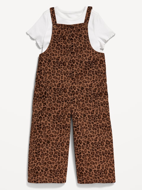 Short-Sleeve T-Shirt and Jumpsuit Set for Toddler Girls