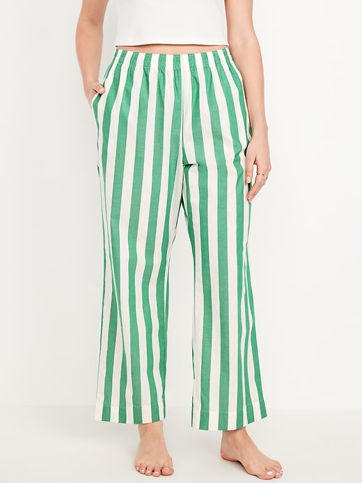 Image number 5 showing, High-Waisted Poplin Pajama Pant