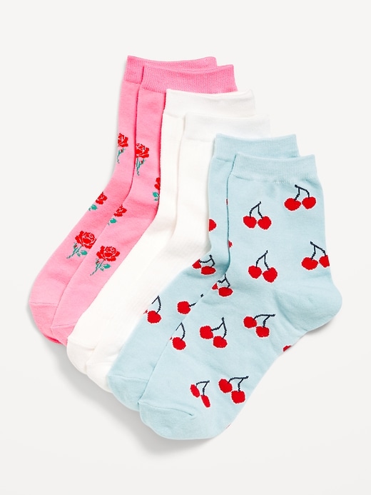 View large product image 1 of 2. Novelty Quarter Crew Socks 3-Pack for Women