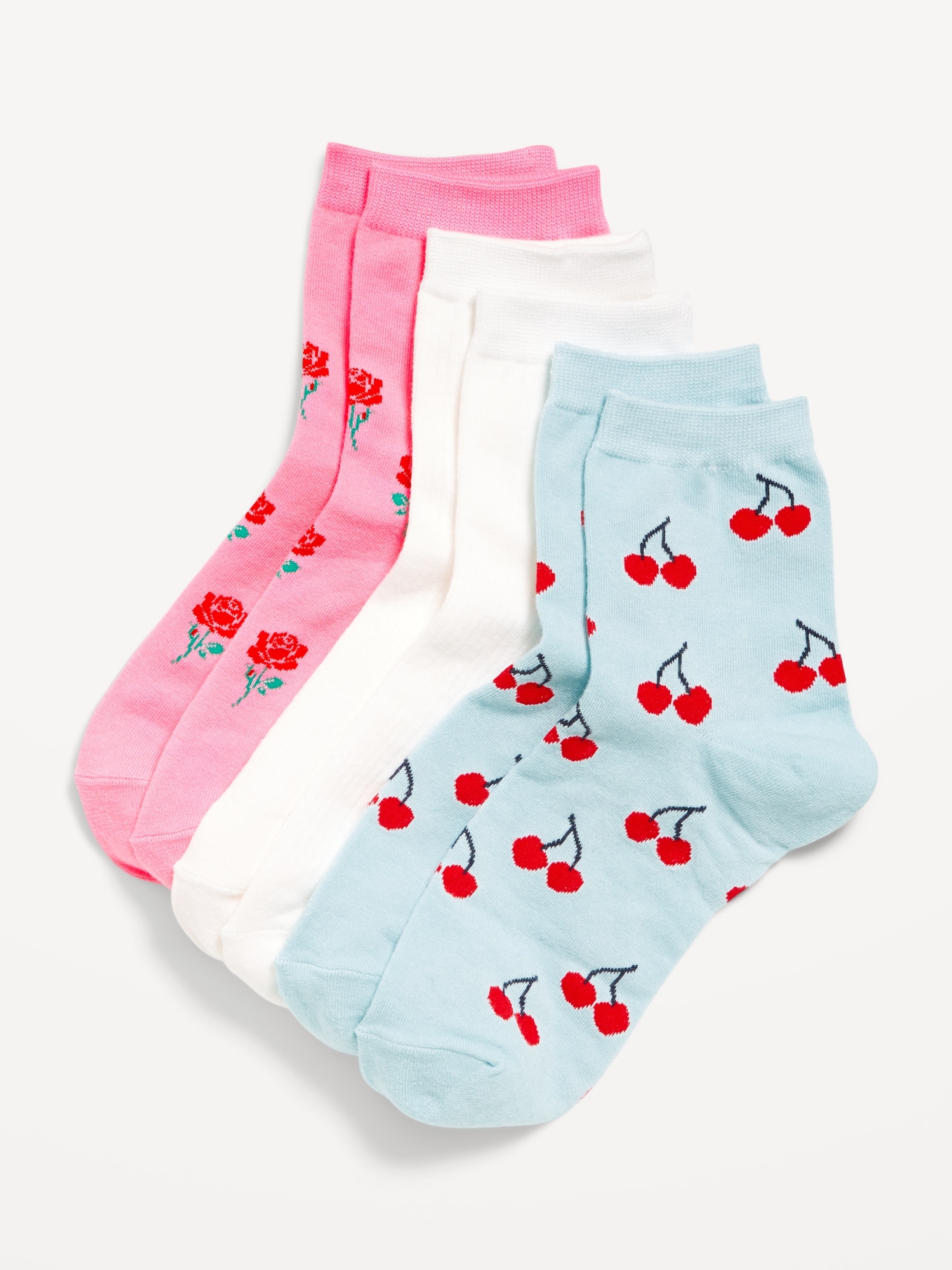 Novelty Quarter Crew Socks 3-Pack for Women