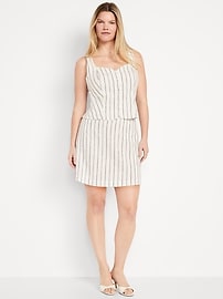 High-Waisted Linen-Blend Mini Skirt