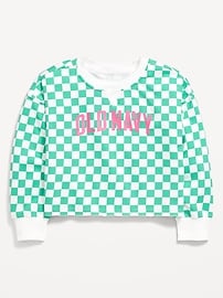 Image number 1 showing, Long-Sleeve Cropped French Terry Sweatshirt for Girls
