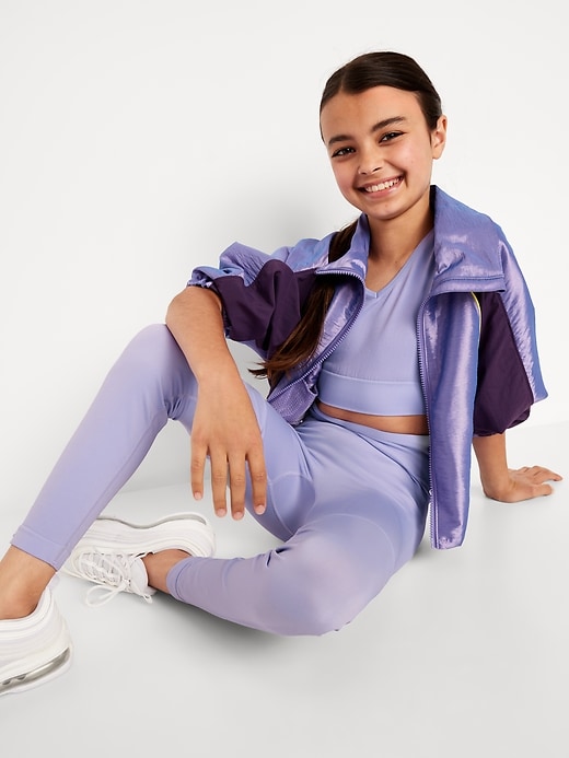View large product image 1 of 5. Fitted High-Waisted 7/8-Length Seamless Performance Leggings for Girls