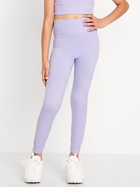 View large product image 3 of 5. Fitted High-Waisted 7/8-Length Seamless Performance Leggings for Girls