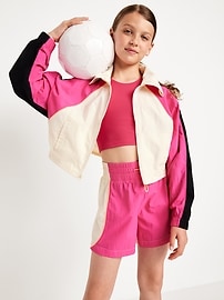 Image number 1 showing, High-Waisted Color-Block Performance Shorts for Girls