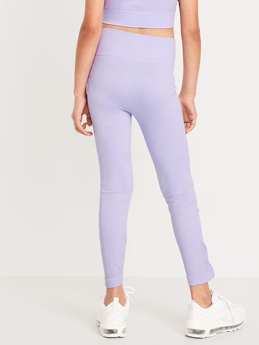 View large product image 2 of 5. Fitted High-Waisted 7/8-Length Seamless Performance Leggings for Girls