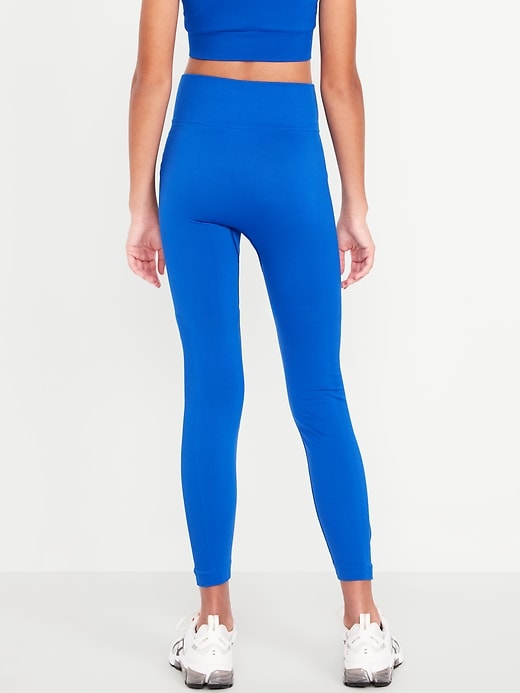 View large product image 2 of 5. Fitted High-Waisted 7/8-Length Seamless Performance Leggings for Girls