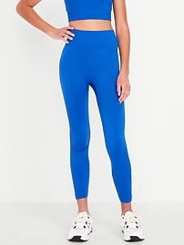 View large product image 3 of 5. Fitted High-Waisted 7/8-Length Seamless Performance Leggings for Girls