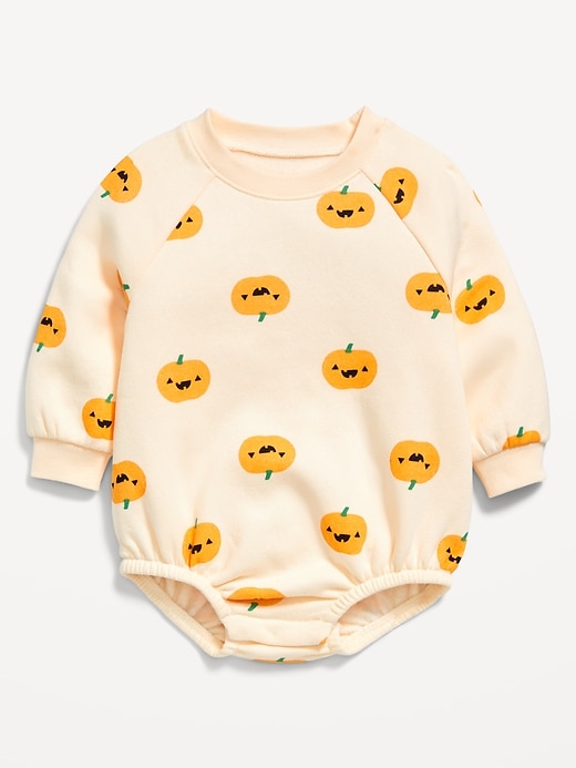 View large product image 1 of 1. Printed Long-Sleeve Fleece Bodysuit for Baby
