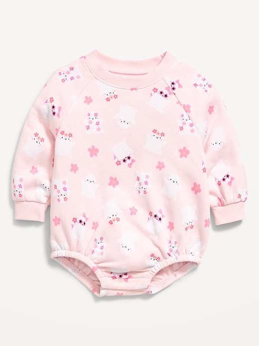 View large product image 2 of 2. Printed Long-Sleeve Fleece Bodysuit for Baby