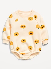 Image number 1 showing, Printed Long-Sleeve Fleece Bodysuit for Baby