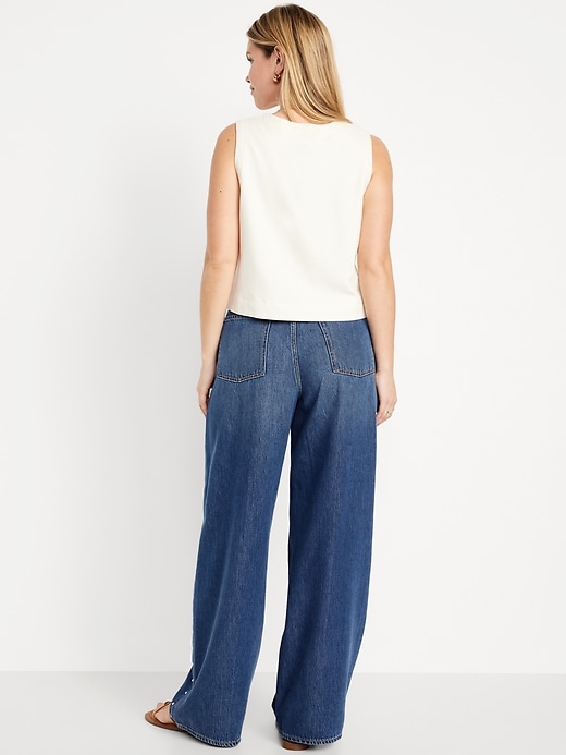 Image number 5 showing, High-Waisted Baggy Wide-Leg Studded Jeans