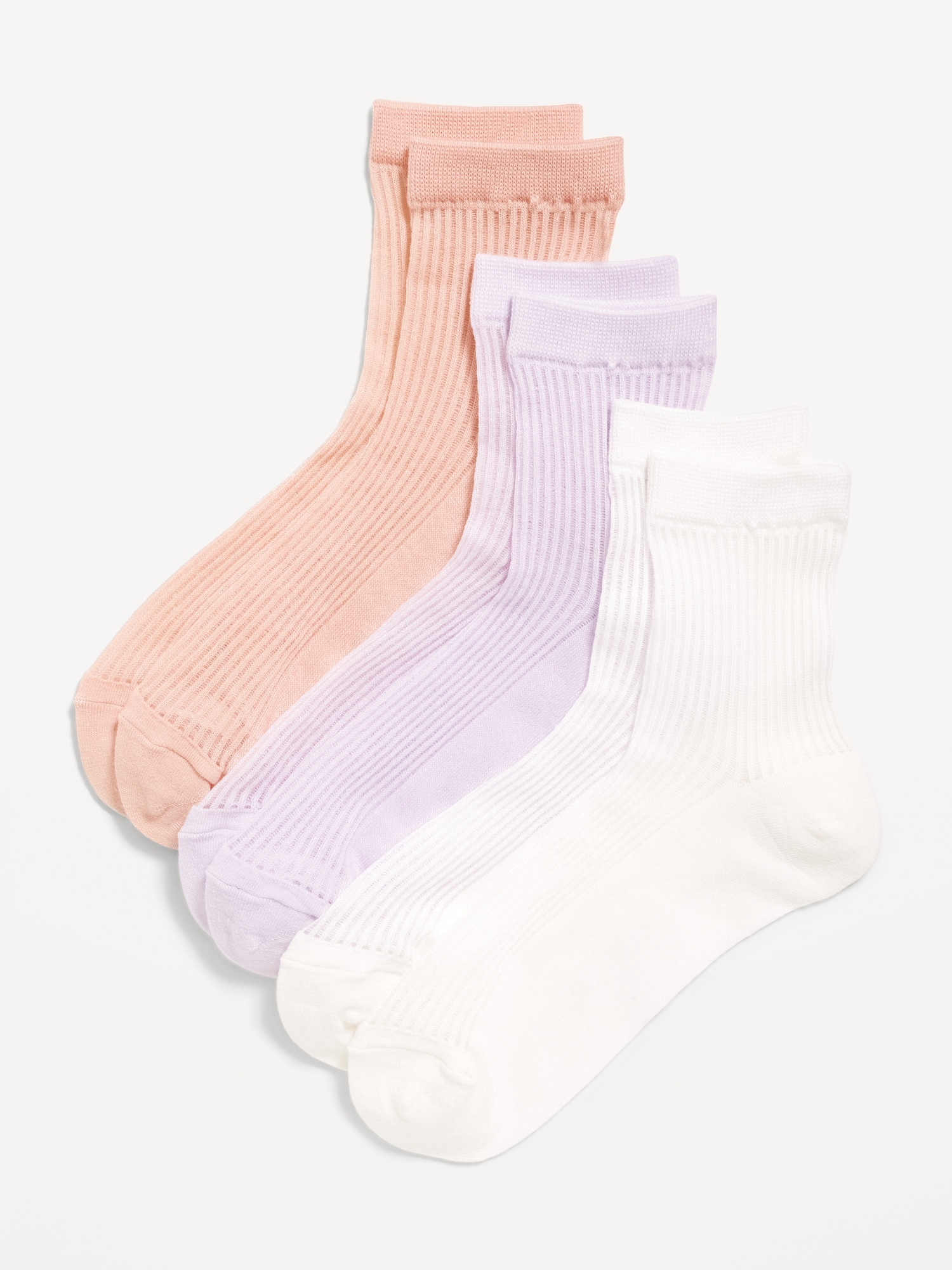 Sheer Stripe Quarter Crew Socks 3-Pack for Women