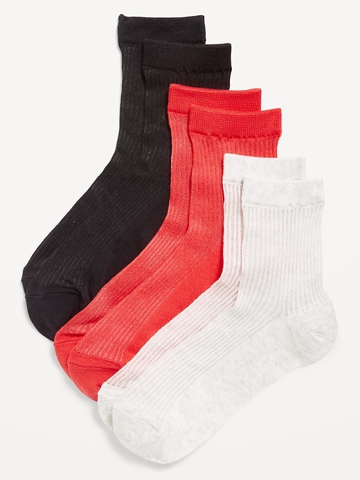 View large product image 1 of 2. Sheer Stripe Quarter Crew Socks 3-Pack for Women