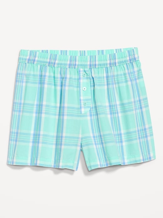 Image number 4 showing, High-Waisted Poplin Boxer Pajama Shorts