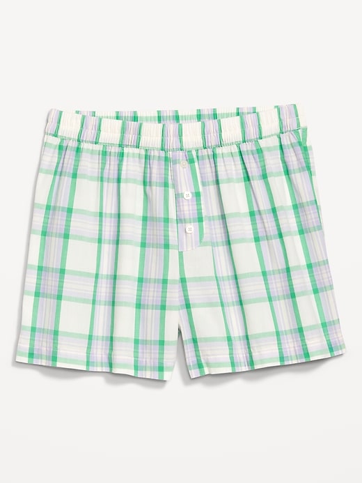 Image number 4 showing, High-Waisted Poplin Boxer Pajama Shorts
