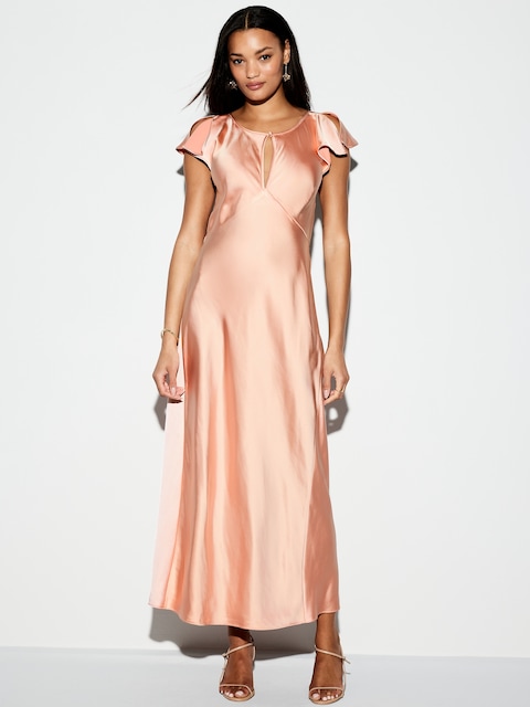 Robe longue à ouverture goutte d’eau et manches flottantes en satin Moments signés Old Navy
