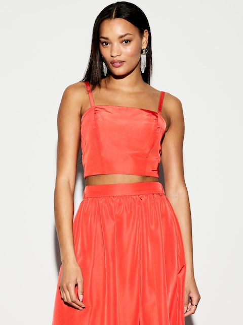 The Occasion by Old Navy Taffeta Cropped Tank Top - Orange