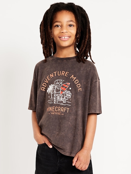 View large product image 1 of 2. Oversized Minecraft™ Gender-Neutral Graphic T-Shirt for Kids