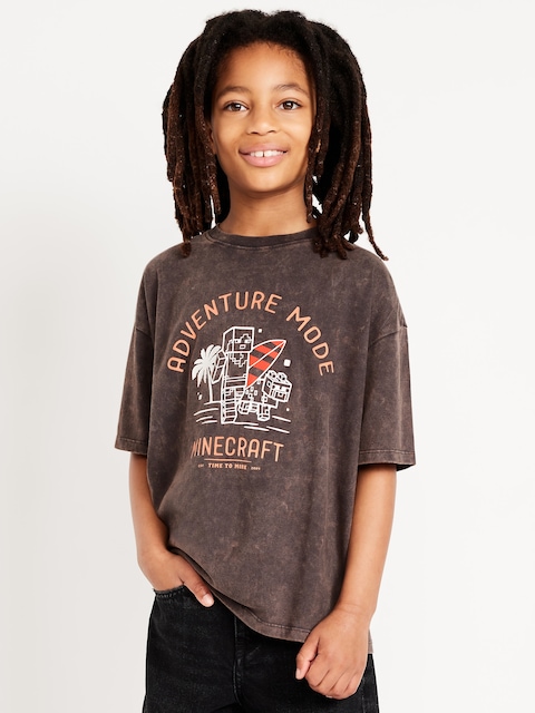 Oversized Minecraft™ Gender-Neutral Graphic T-Shirt for Kids