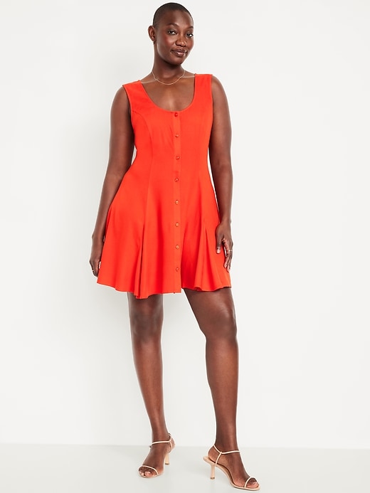 Image number 4 showing, Sleeveless Crepe Button-Front Mini Dress