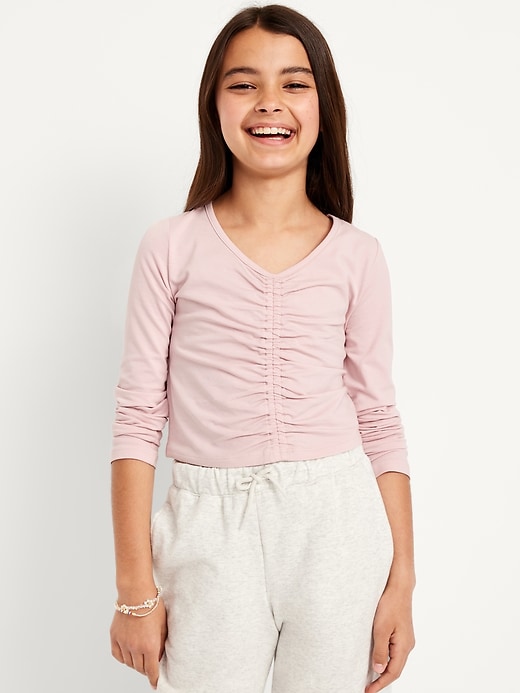 View large product image 1 of 1. Fitted Long-Sleeve Ruched Top for Girls