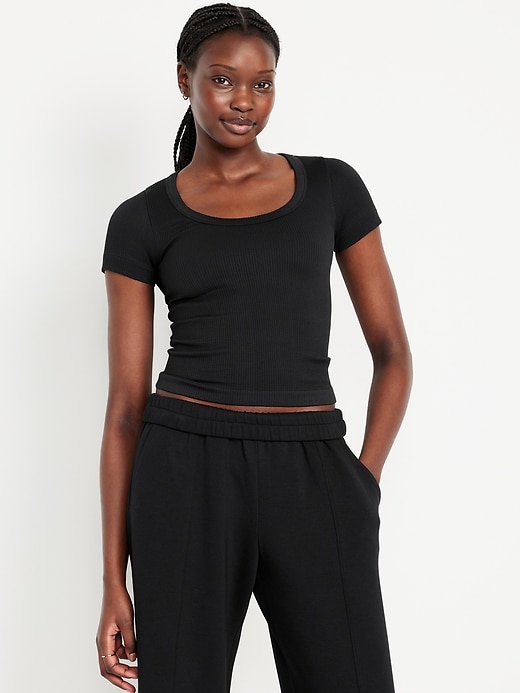 Image number 1 showing, Exhale Seamless Cropped Rib T-Shirt