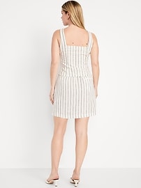 High-Waisted Linen-Blend Mini Skirt