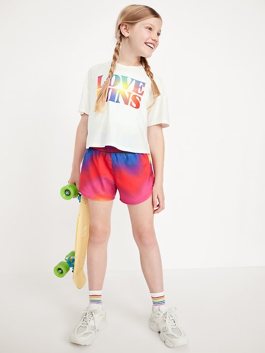 View large product image 1 of 3. High-Waisted Dolphin-Hem Run Shorts for Girls