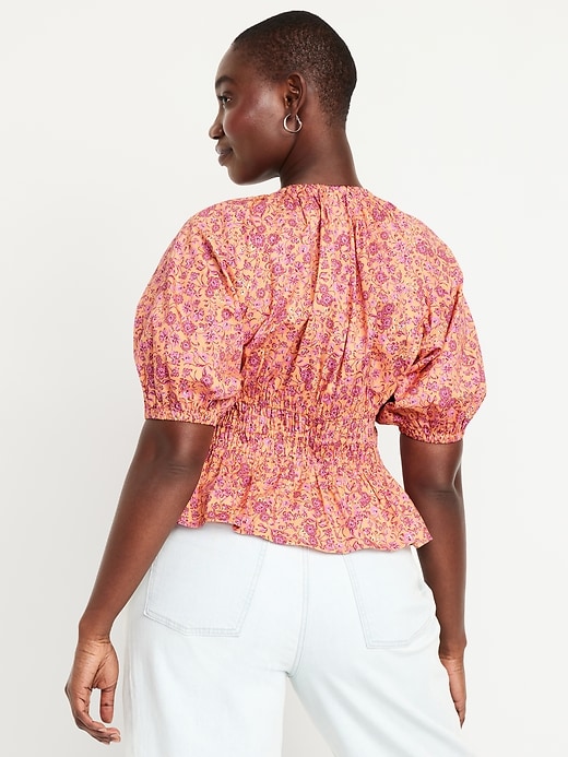 Image number 6 showing, Smocked V-Neck Peplum Top